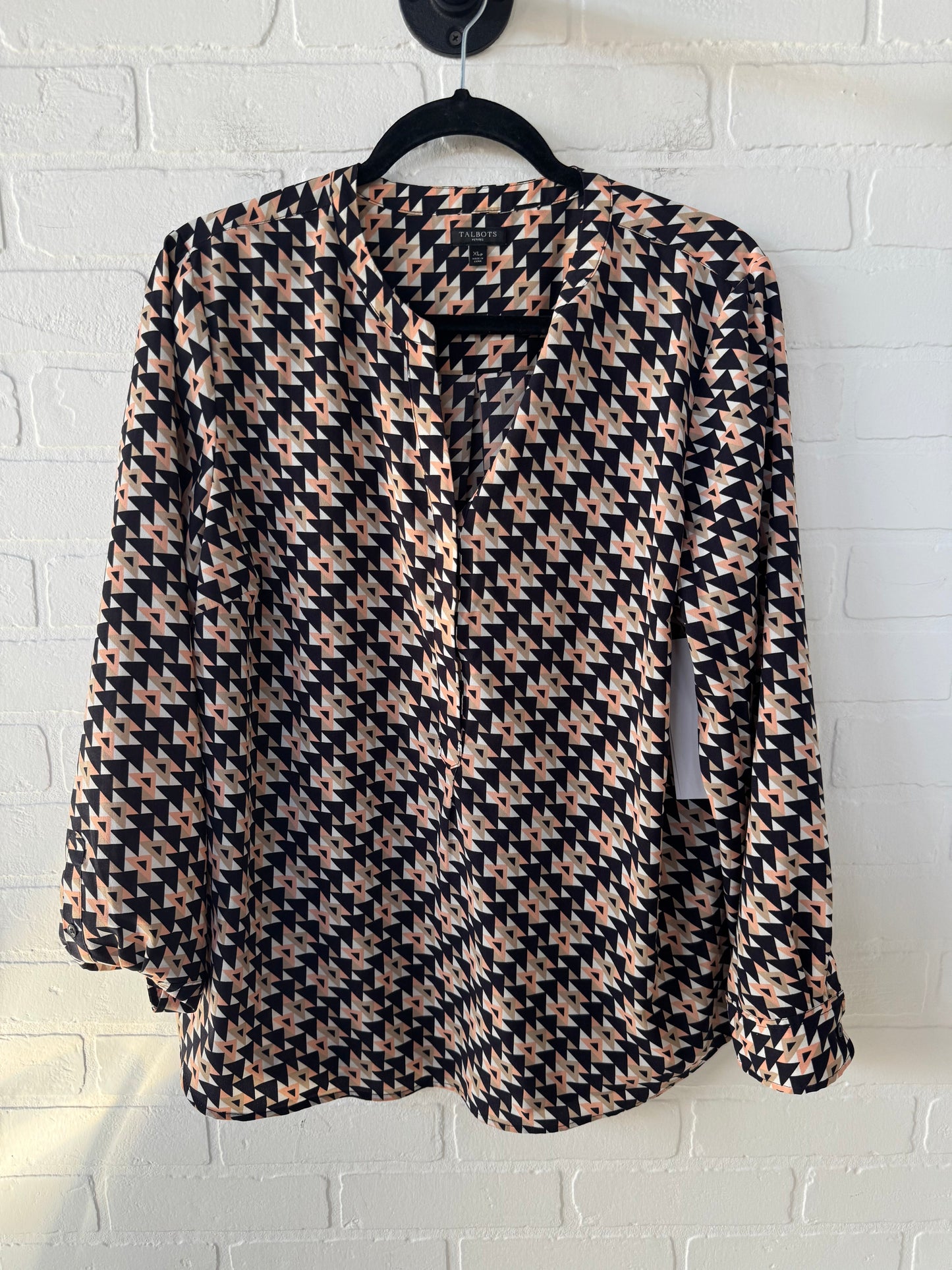 Top Long Sleeve By Talbots In Black & Orange, Size: Xlp