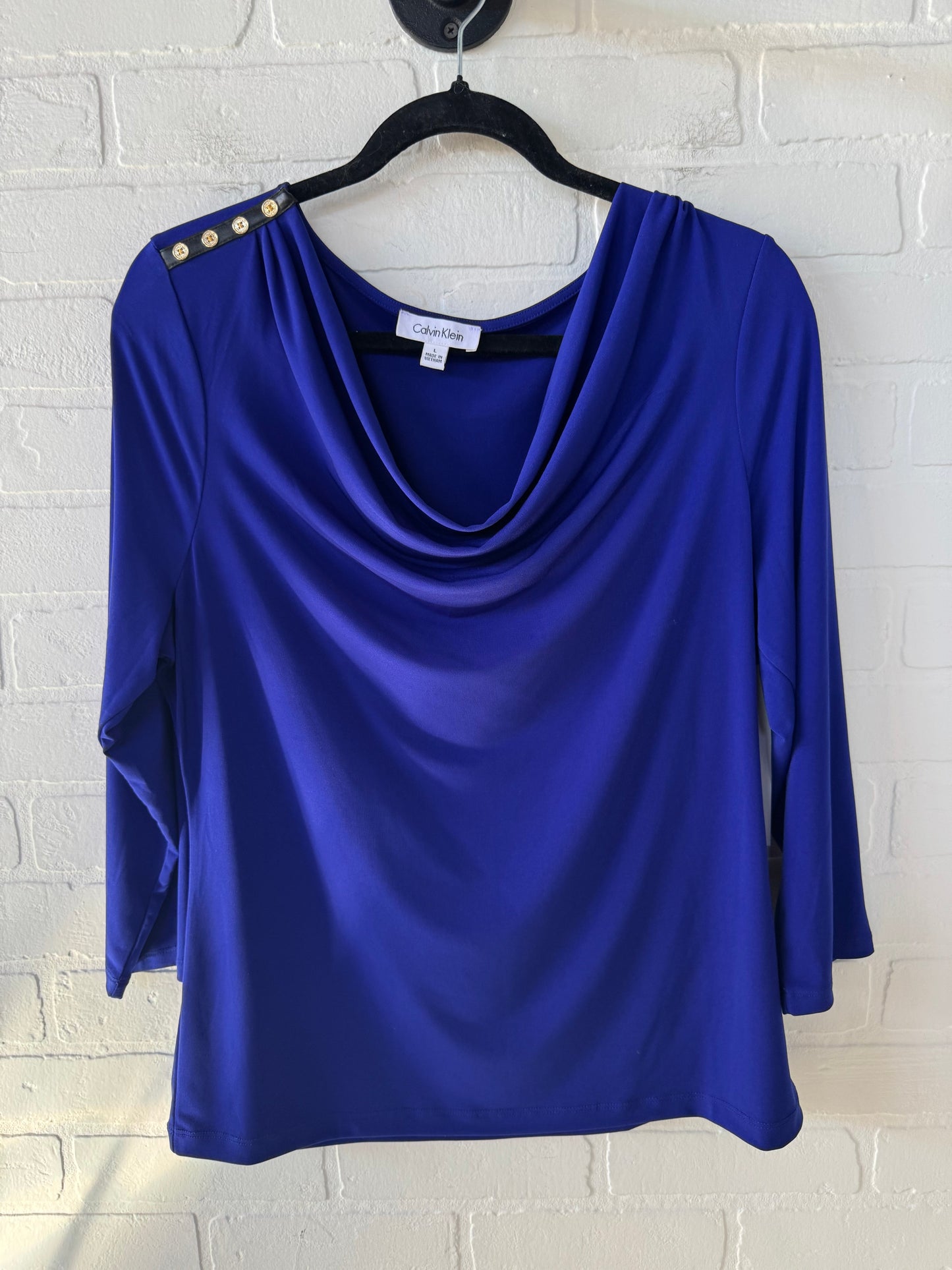 Top Long Sleeve By Calvin Klein In Blue, Size: L