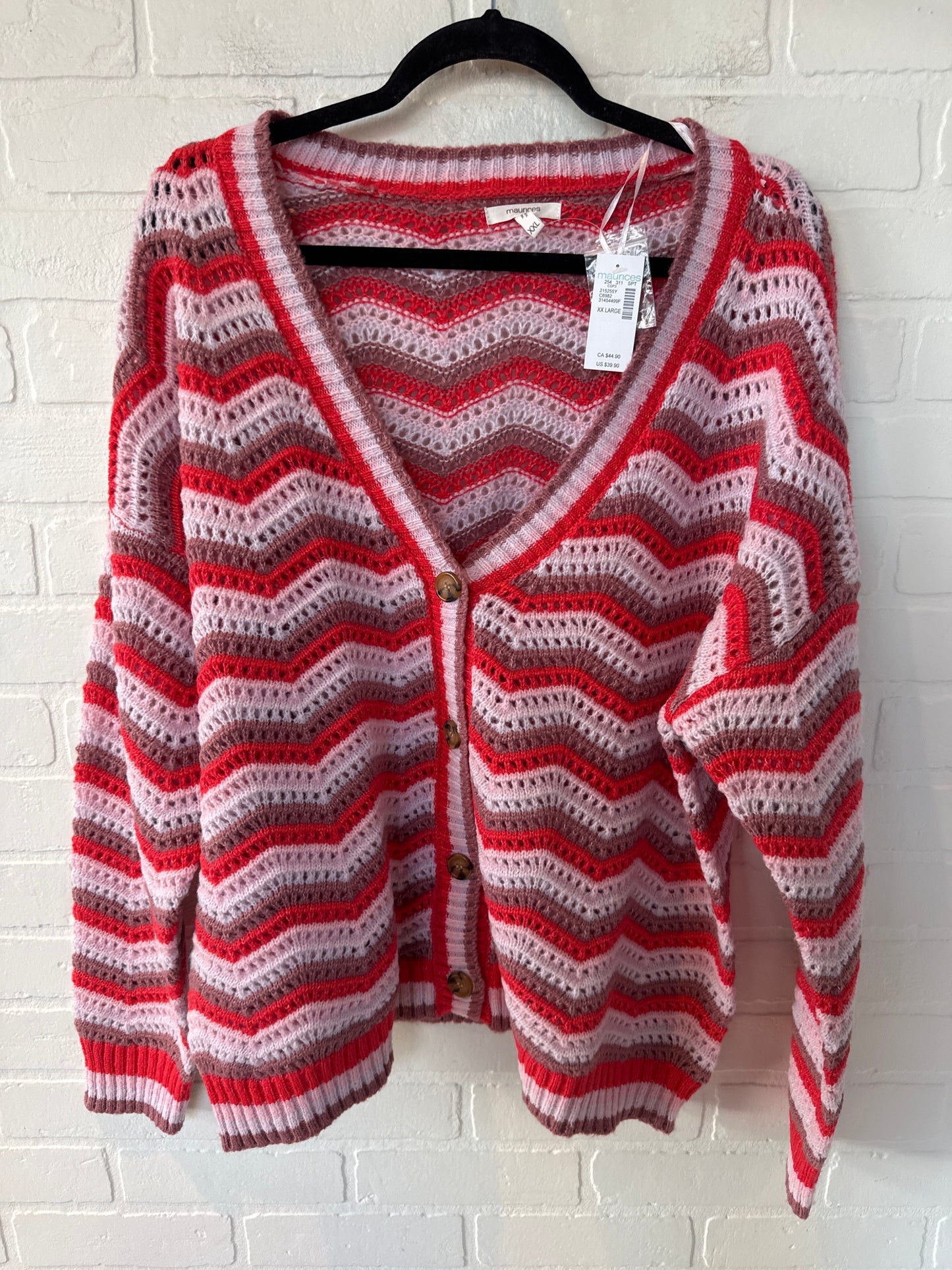 Sweater By Maurices In Pink & White, Size: Xxl