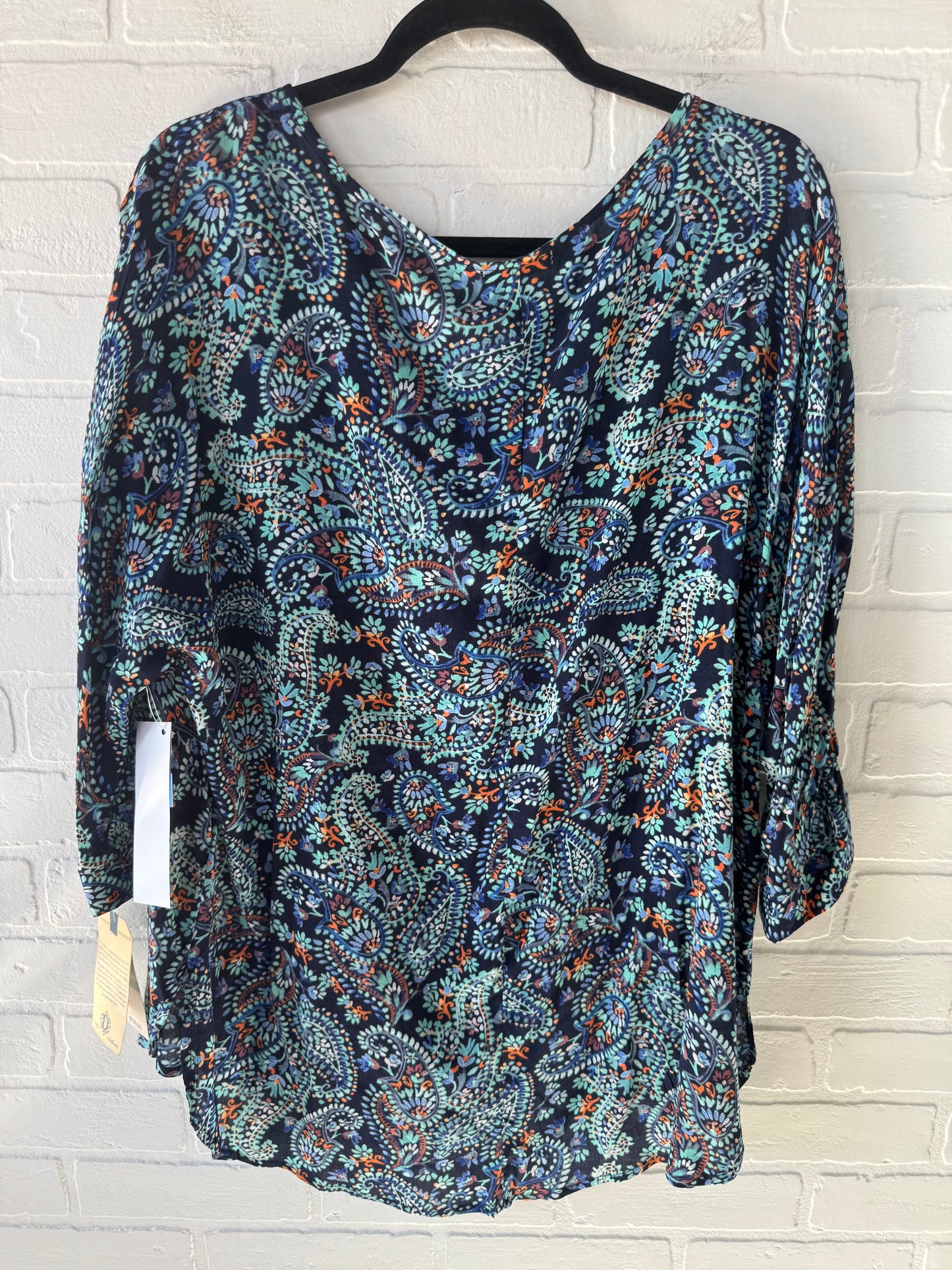 Top Long Sleeve By Democracy In Blue & Orange, Size: L