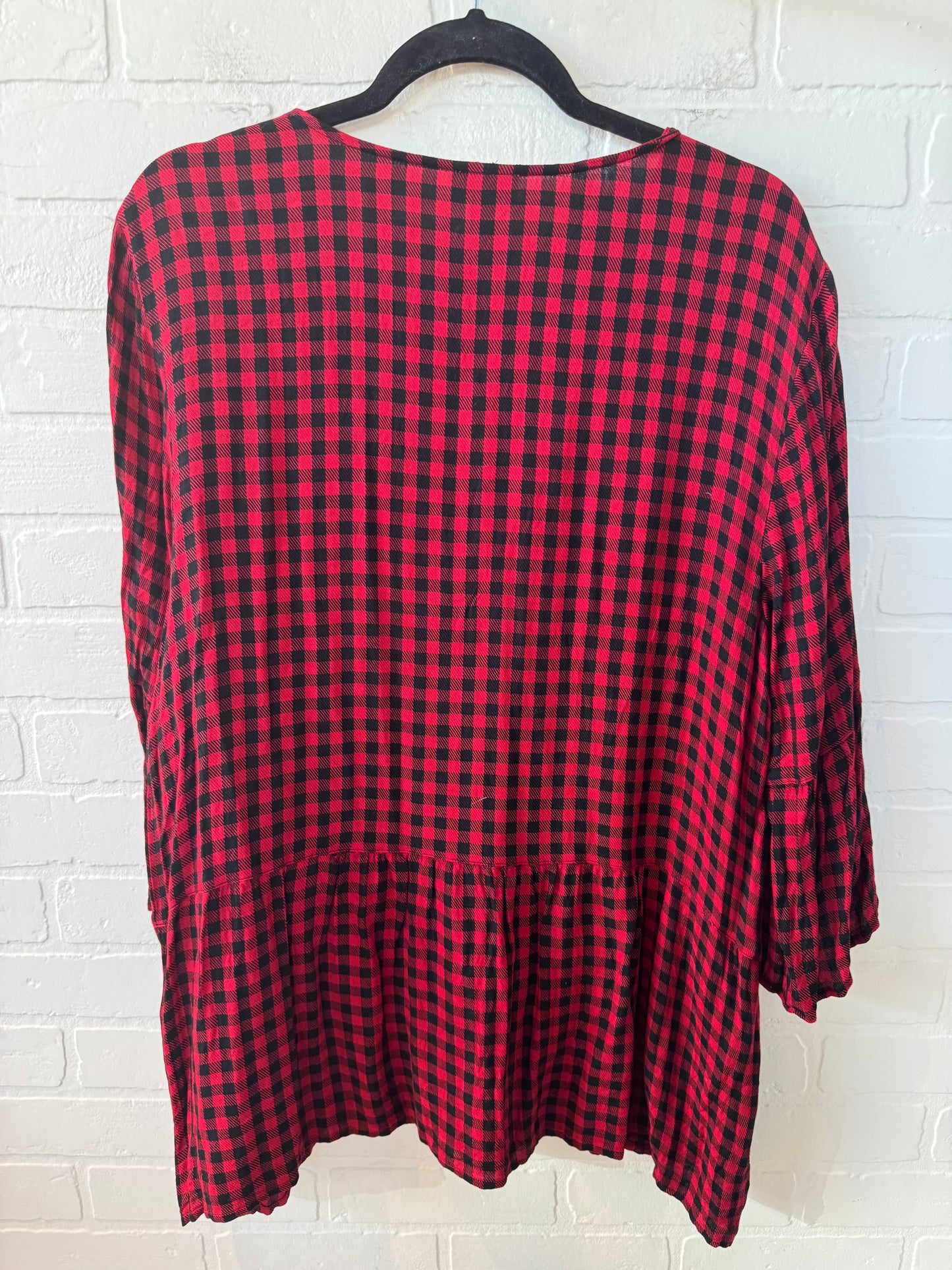 Top Long Sleeve By J. Jill In Black & Red, Size: Xl