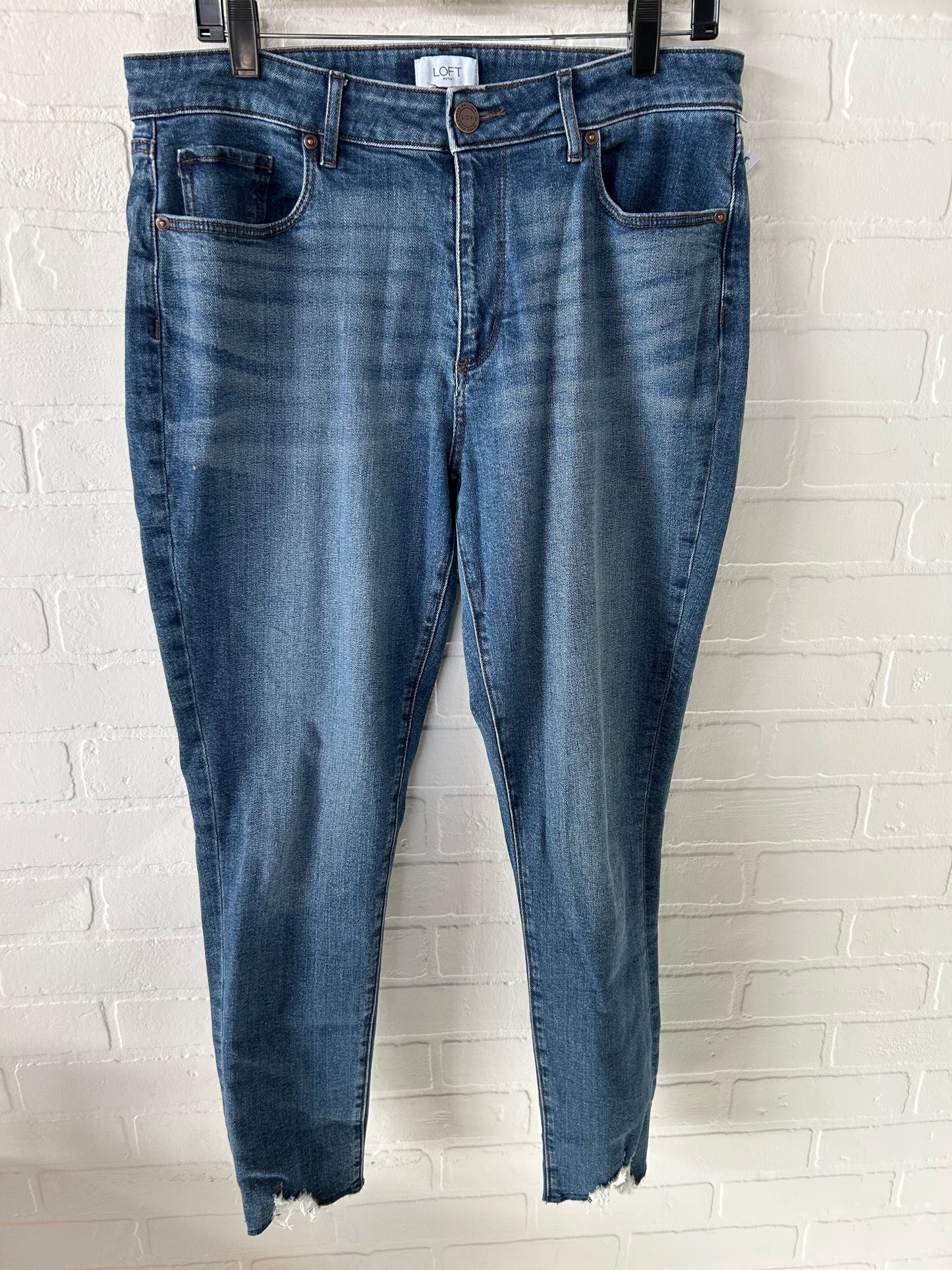 Jeans Skinny By Loft In Blue Denim, Size: 12