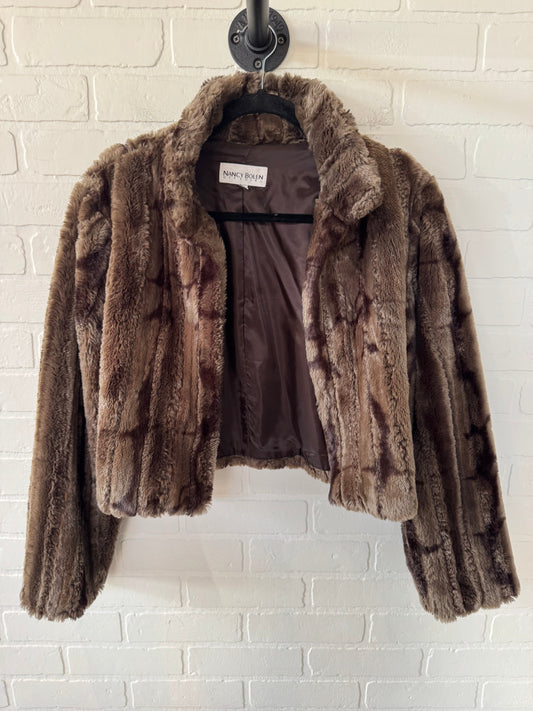 Jacket Faux Fur & Sherpa By Nancy Bolen In Brown, Size: S