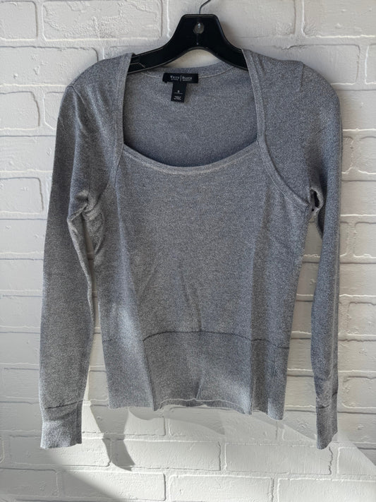 Top Long Sleeve By White House Black Market In Silver, Size: S