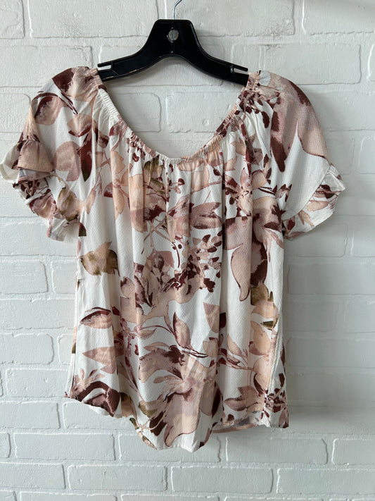 Top Short Sleeve By Knox Rose In Pink & White, Size: S