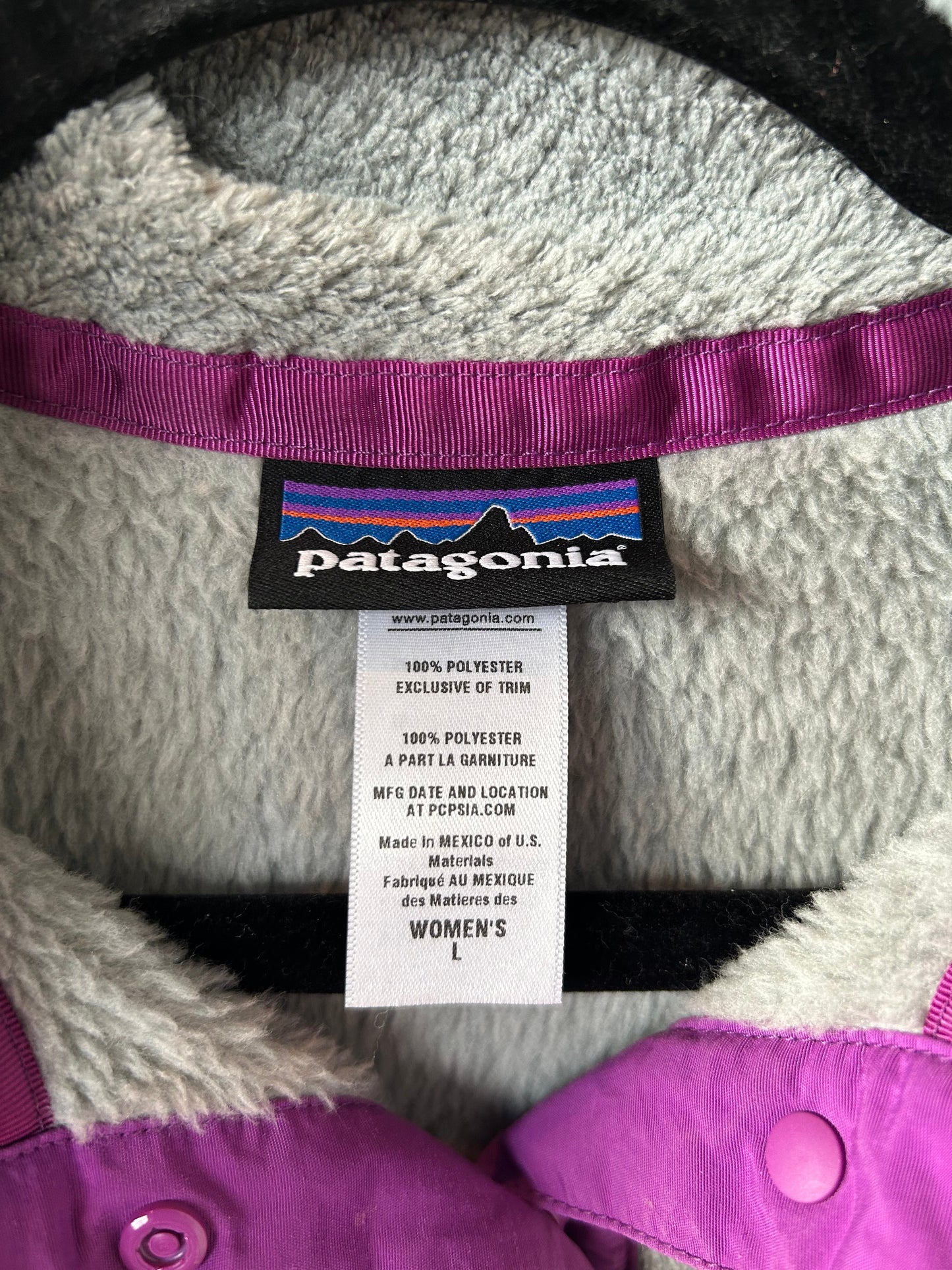 Jacket Fleece By Patagonia In Grey & Purple, Size: L