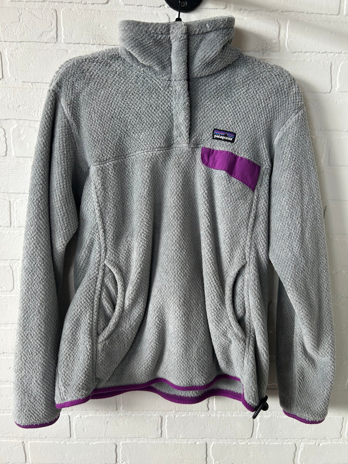 Jacket Fleece By Patagonia In Grey & Purple, Size: L