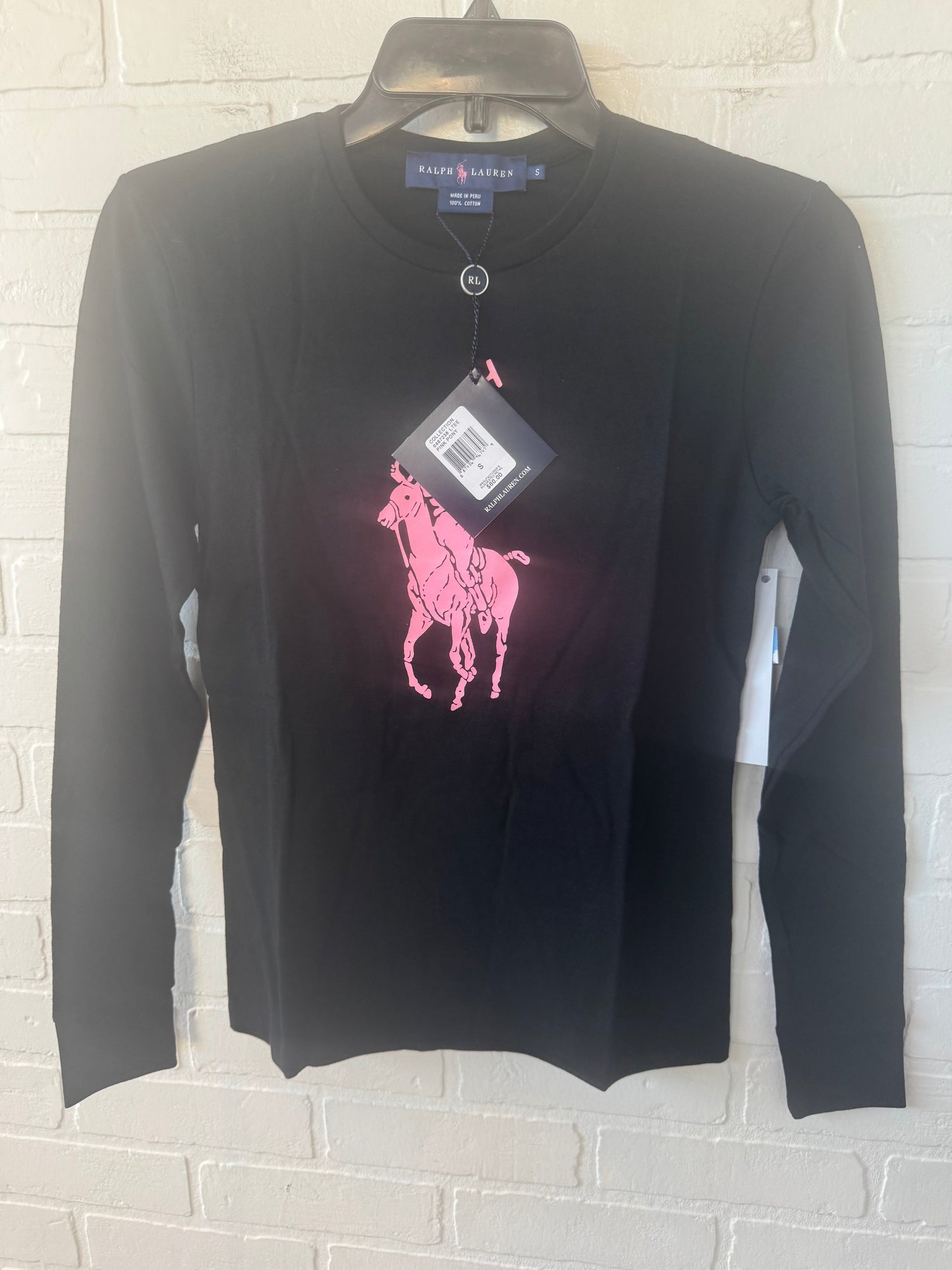 Top Long Sleeve Basic By Ralph Lauren Blue Label In Black & Pink, Size: S