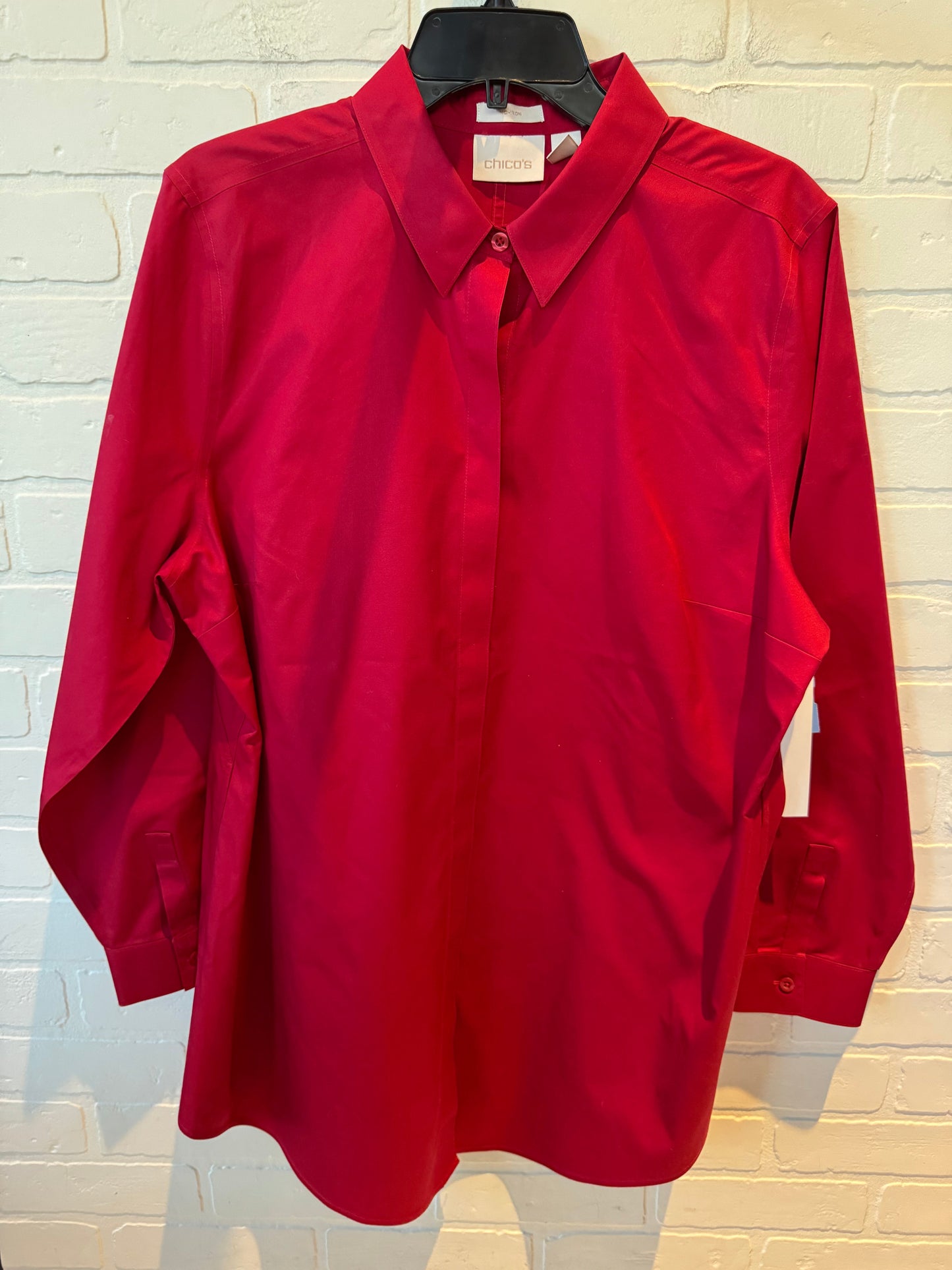 Top Long Sleeve By Chicos In Red, Size: Xl