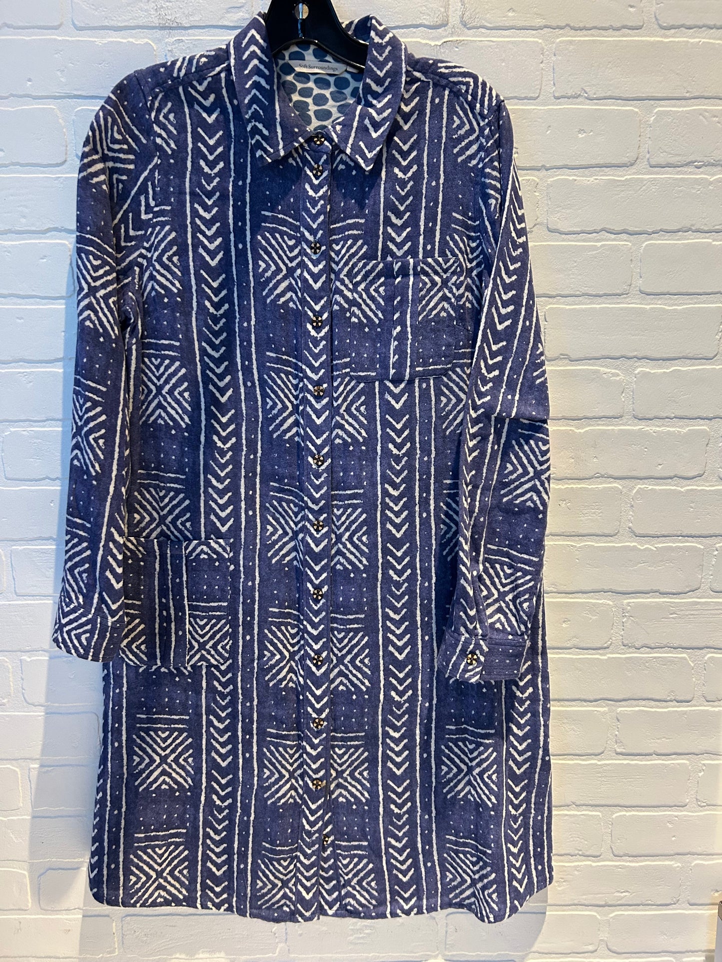 Dress Casual Midi By Soft Surroundings In Blue & White, Size: M