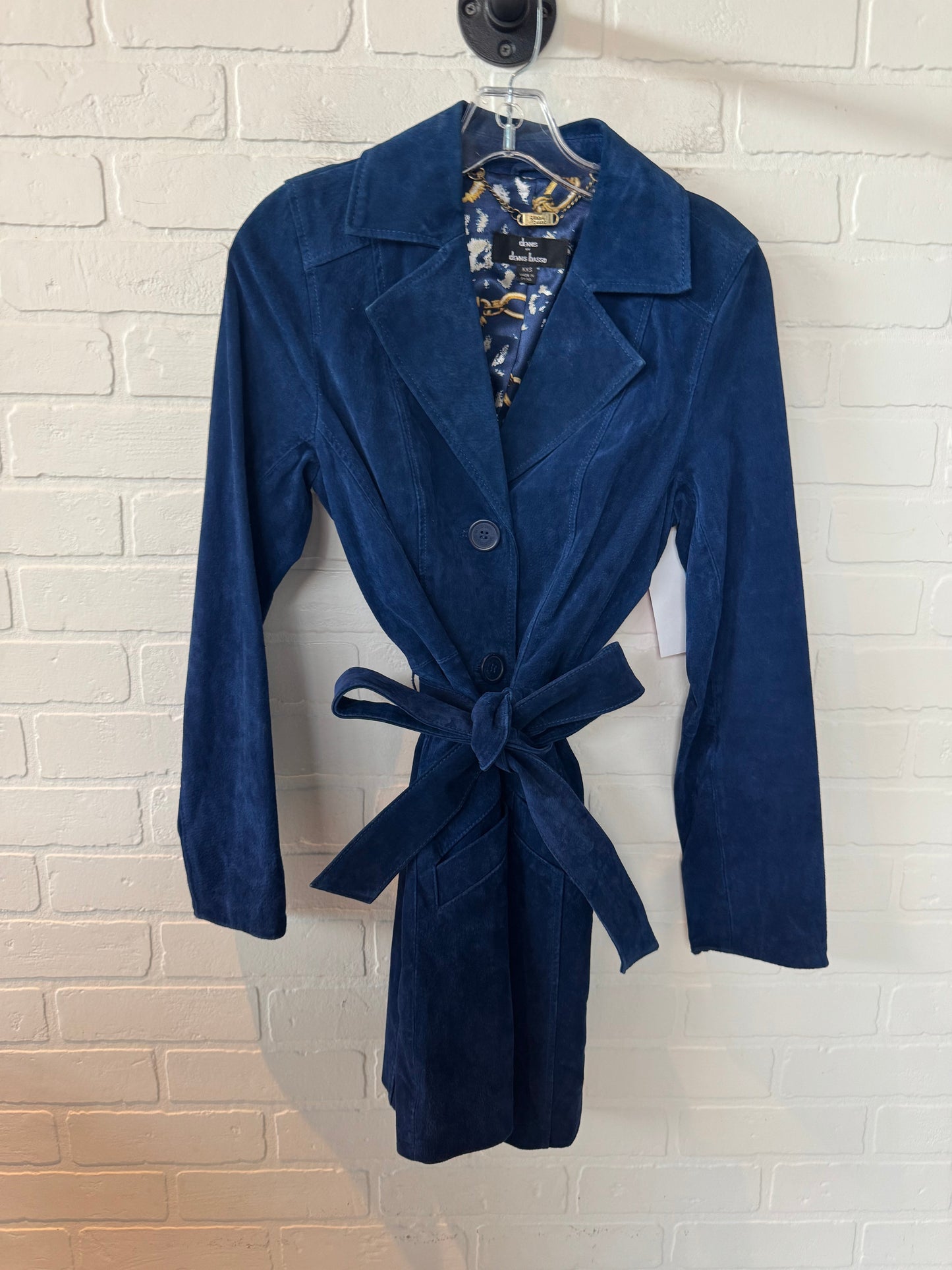 Coat Leather By Dennis Basso Qvc In Blue, Size: Xxs