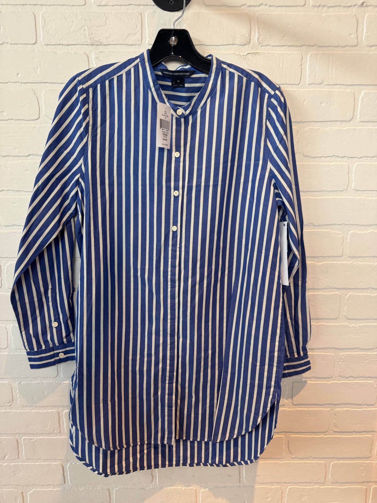 Tunic Long Sleeve By French Connection In Blue & White, Size: Xs