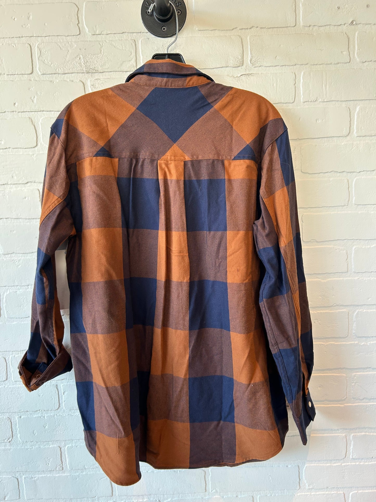 Top Long Sleeve By Eddie Bauer In Blue & Orange, Size: M