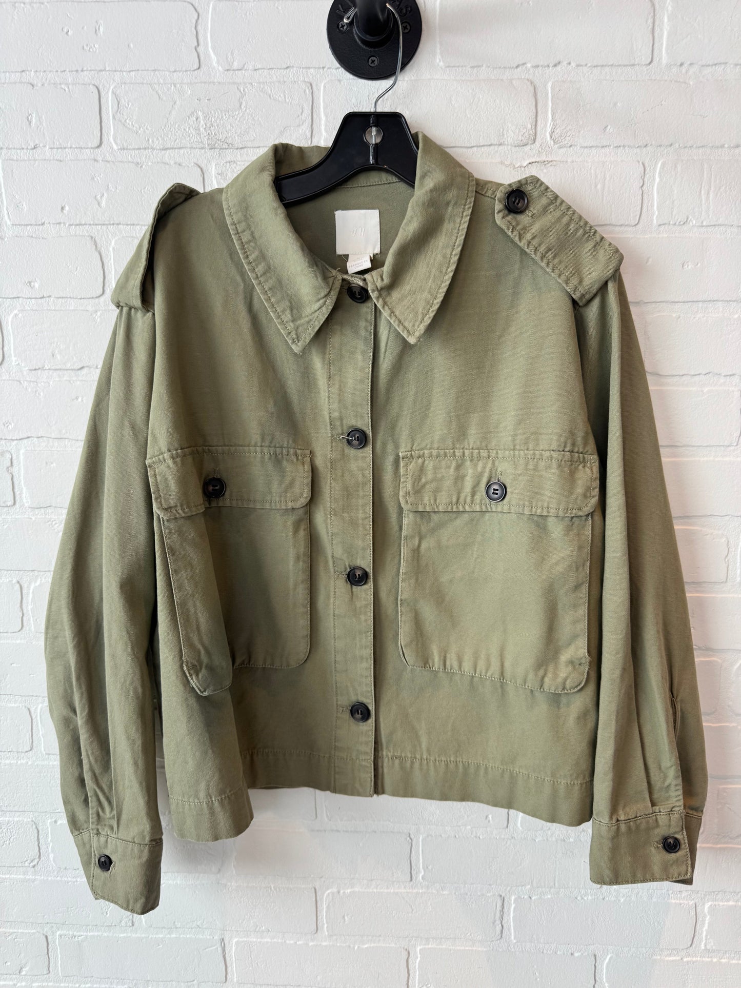 Jacket Shirt By H&m In Green, Size: M