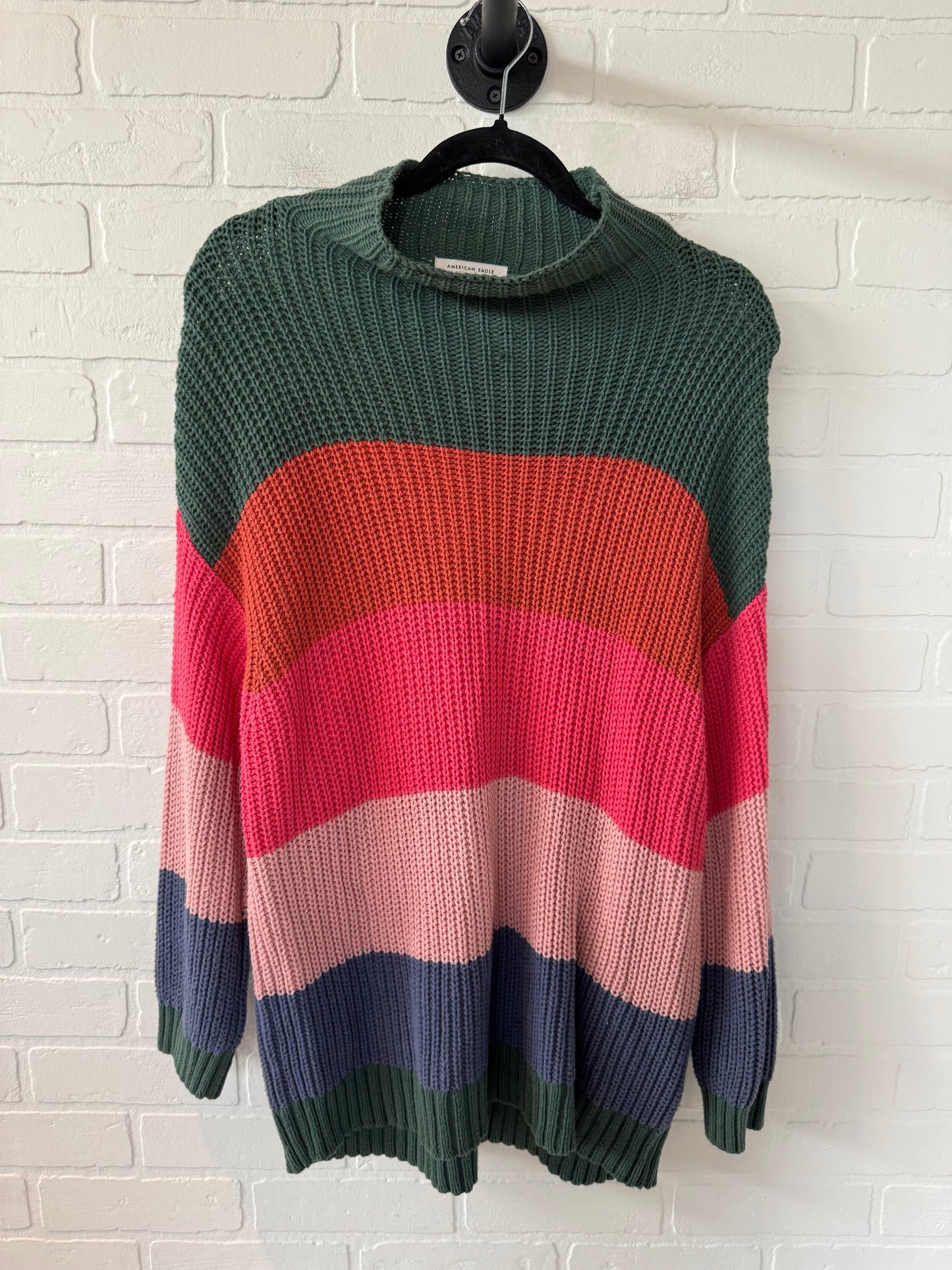 Sweater By American Eagle In Green & Pink, Size: Xs