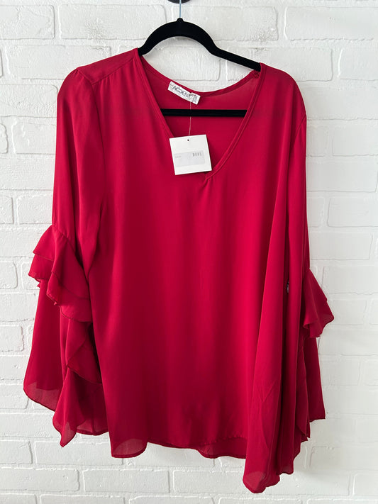 Top Long Sleeve By Accent In Red, Size: 2x