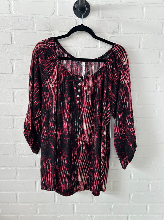 Top Long Sleeve By Ny Collection In Black & Pink, Size: 2x