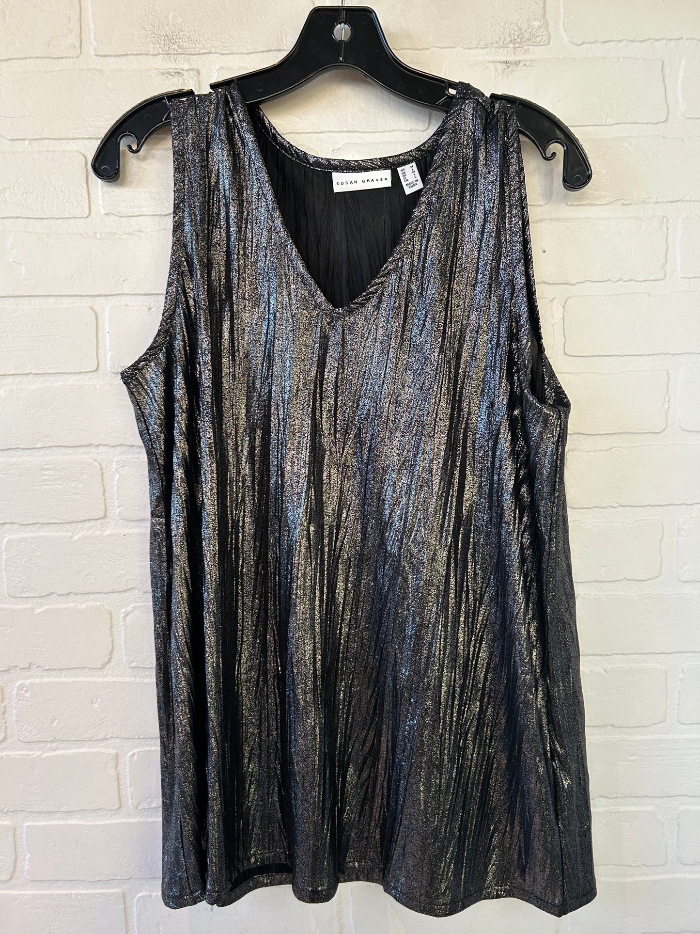 Top Sleeveless By Susan Graver In Silver, Size: M