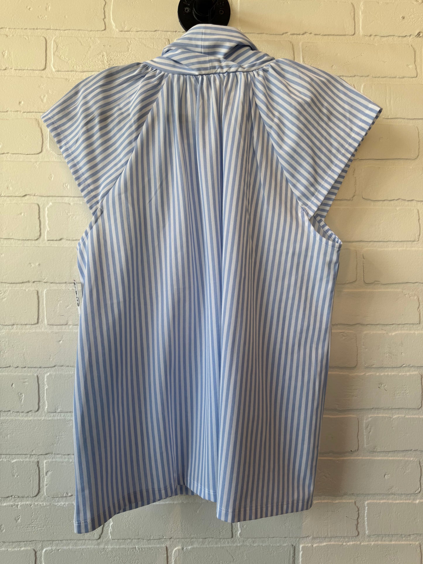 Top Short Sleeve By Ann Taylor In Blue & White, Size: M