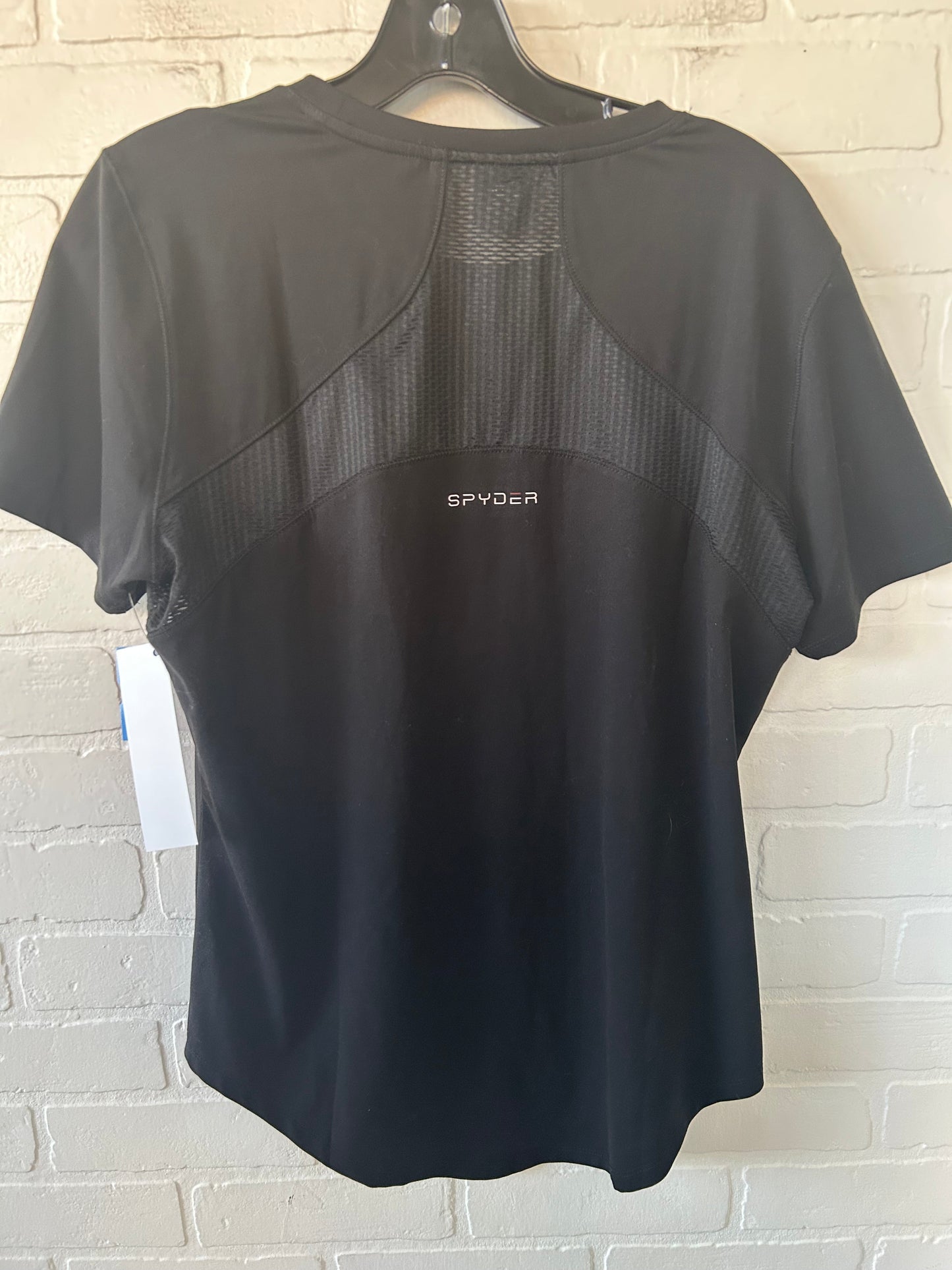 Athletic Top Short Sleeve By Spyder In Black, Size: L