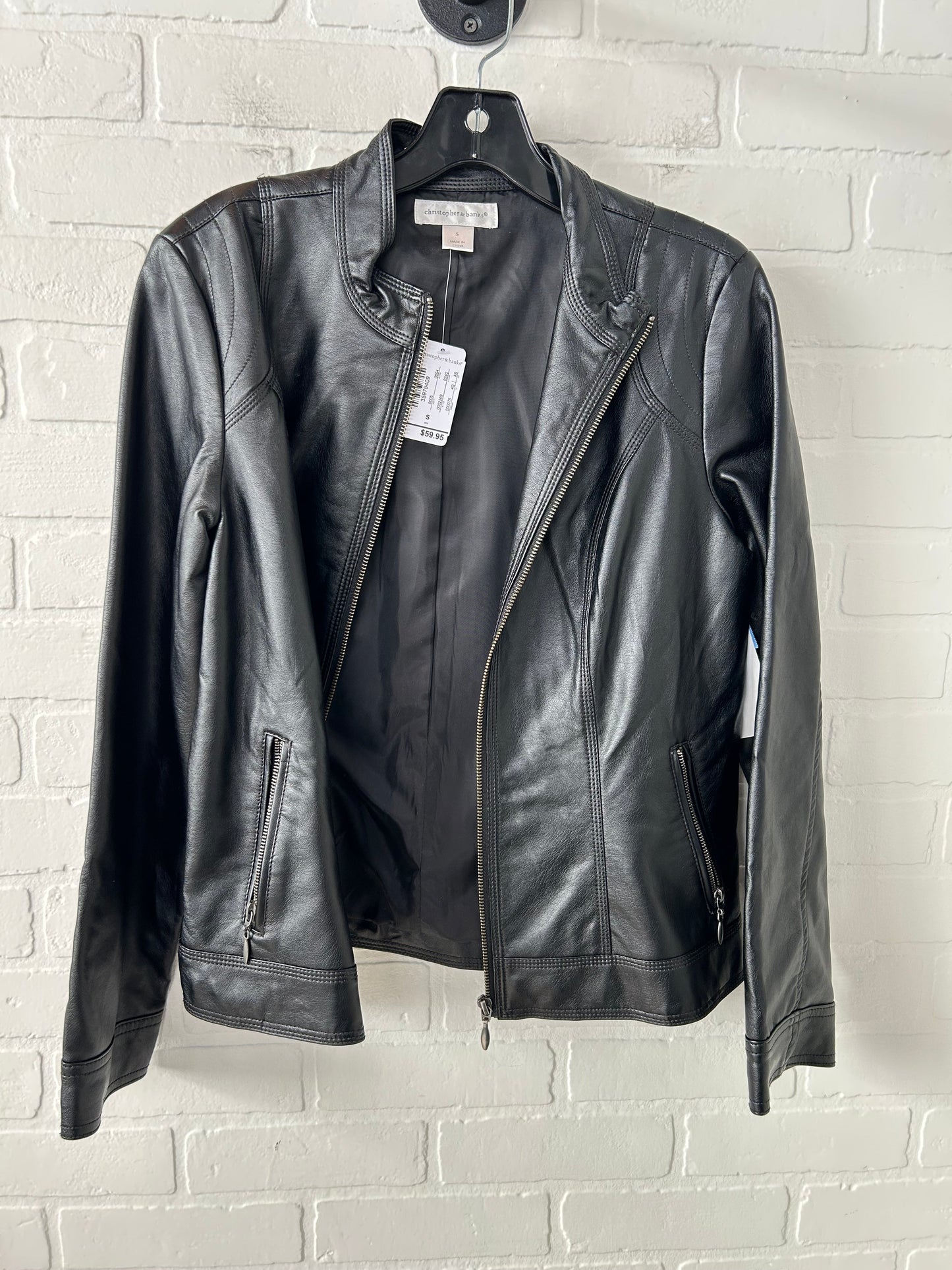 Jacket Moto By Christopher And Banks In Black, Size: S