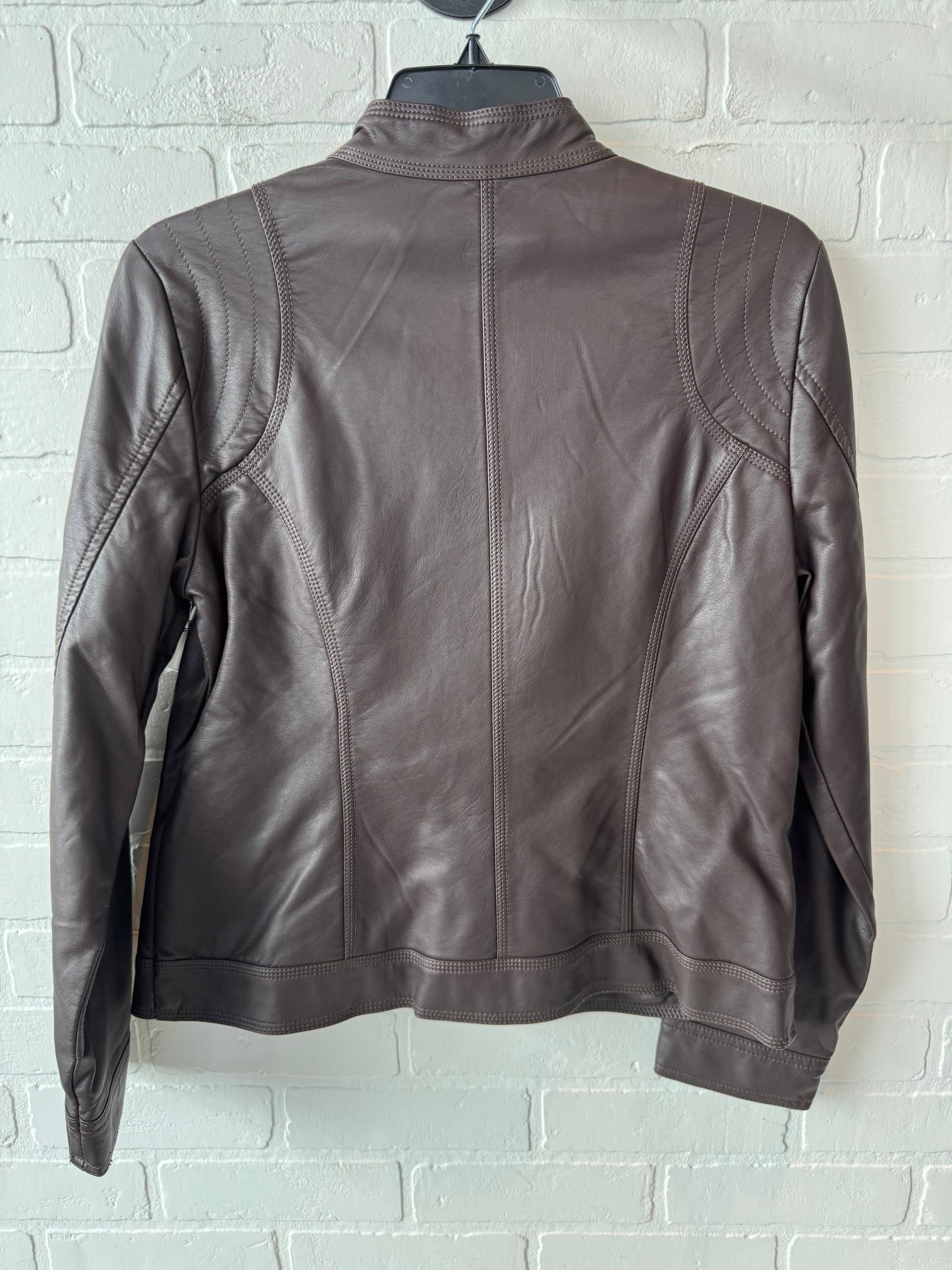 Jacket Moto By Christopher And Banks In Brown, Size: S