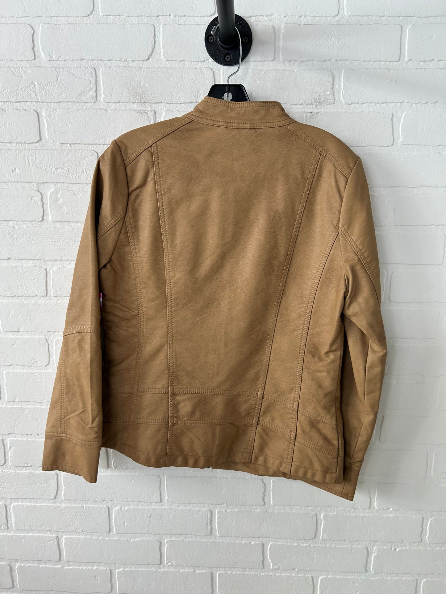 Jacket Moto By Christopher And Banks In Brown, Size: S