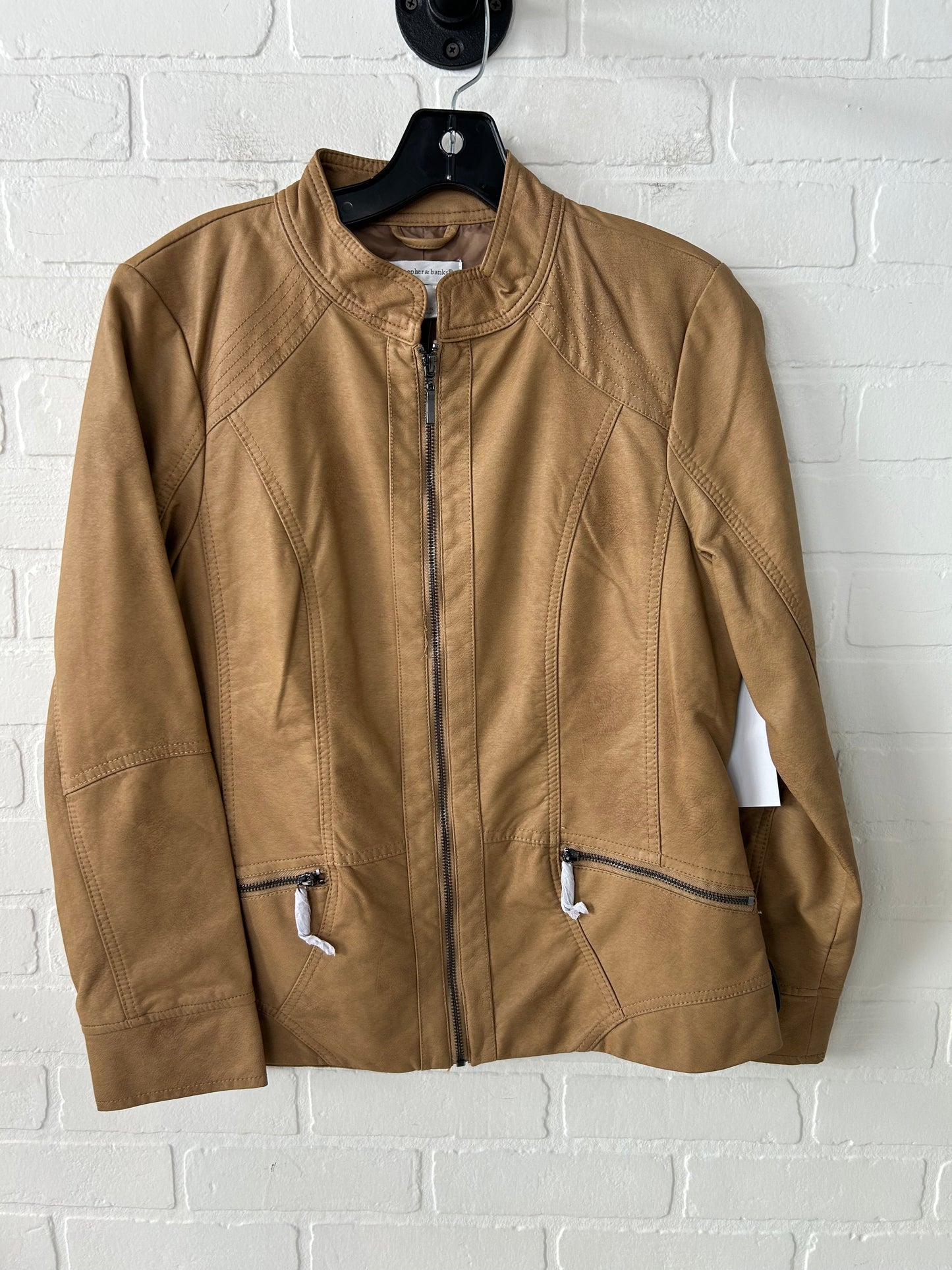 Jacket Moto By Christopher And Banks In Brown, Size: S