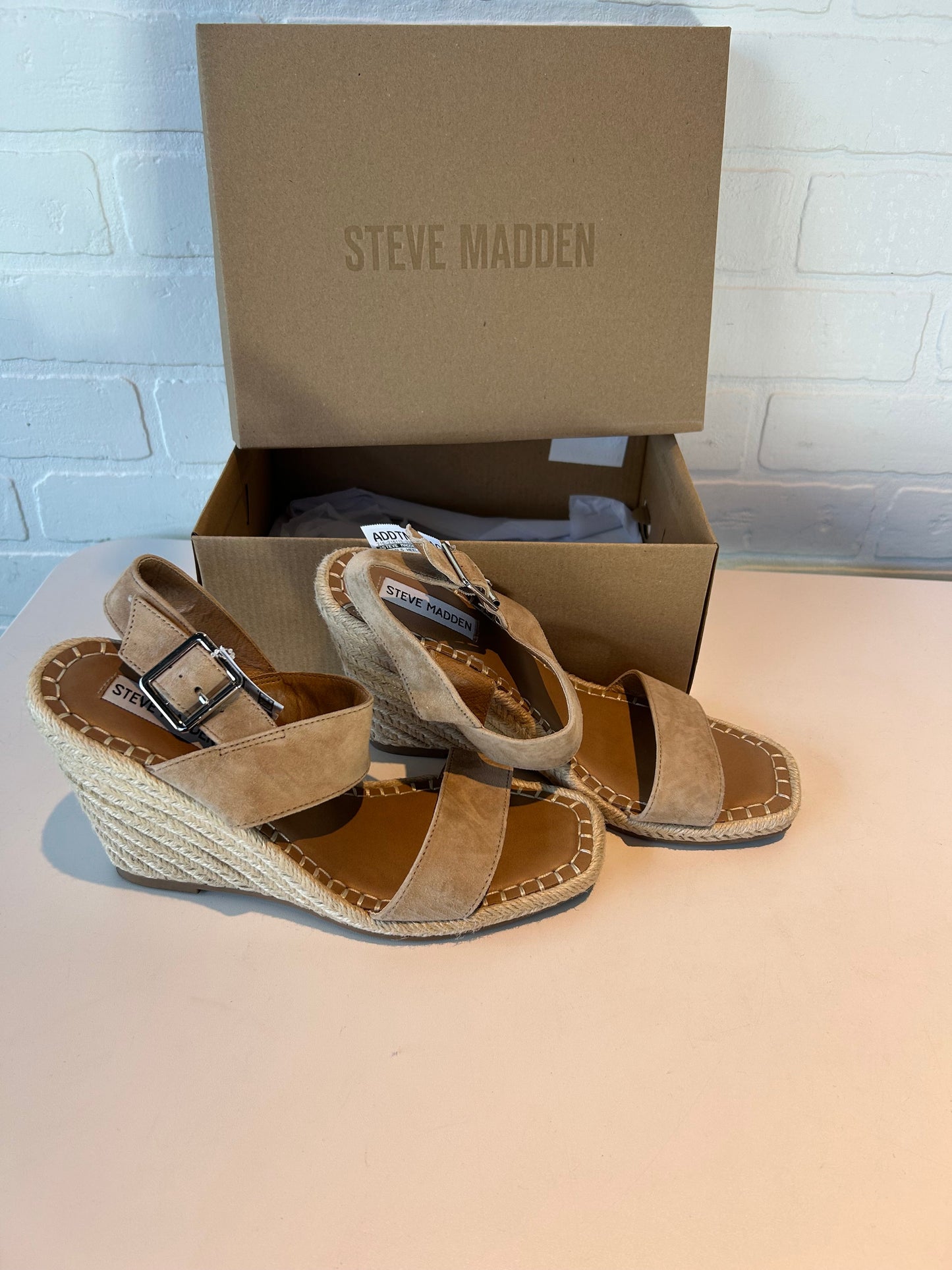 Sandals Heels Block By Steve Madden In Tan, Size: 8.5