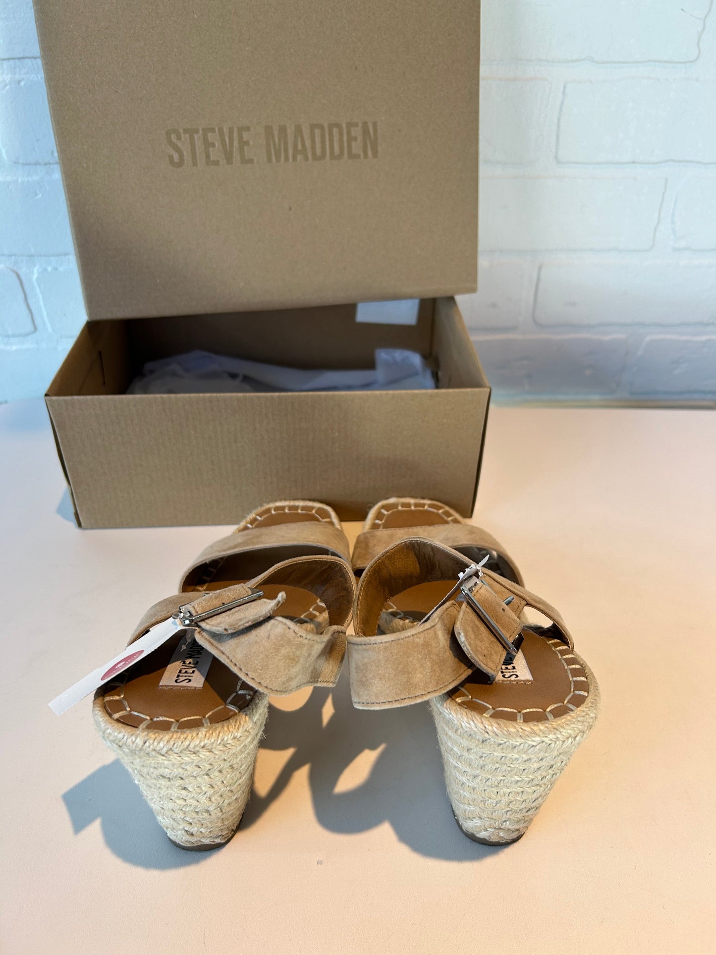 Sandals Heels Block By Steve Madden In Tan, Size: 8.5