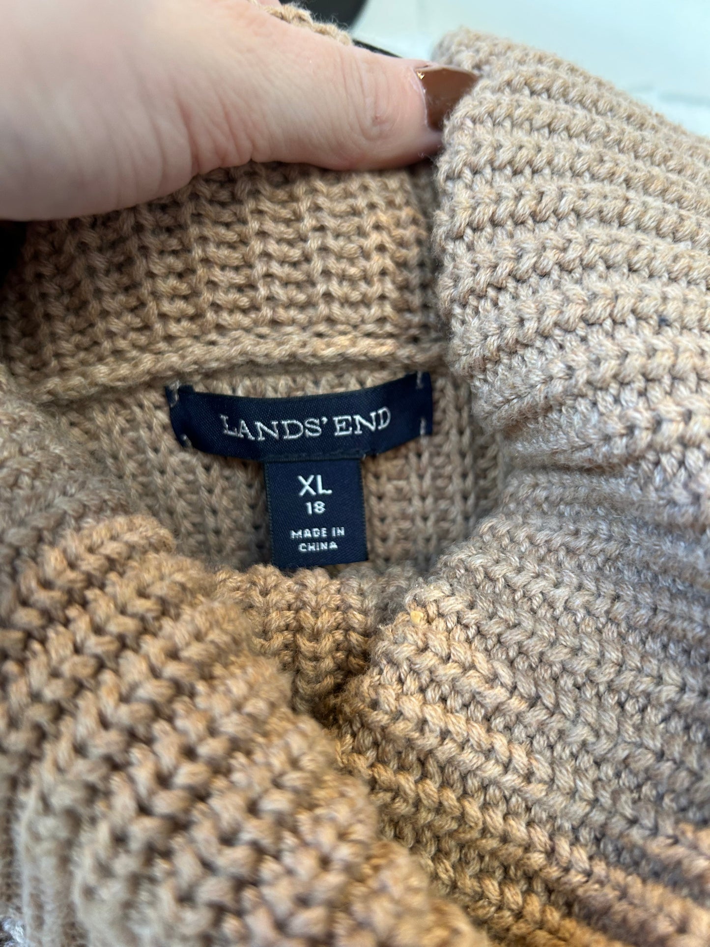 Vest Sweater By Lands End In Tan, Size: Xl