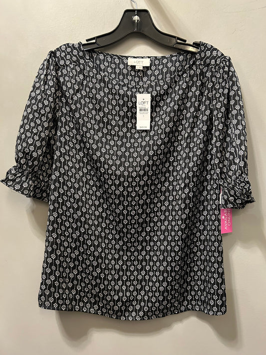 Top Short Sleeve By Loft In Black & White, Size: S