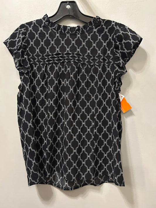 Top Short Sleeve By Loft In Black & White, Size: S