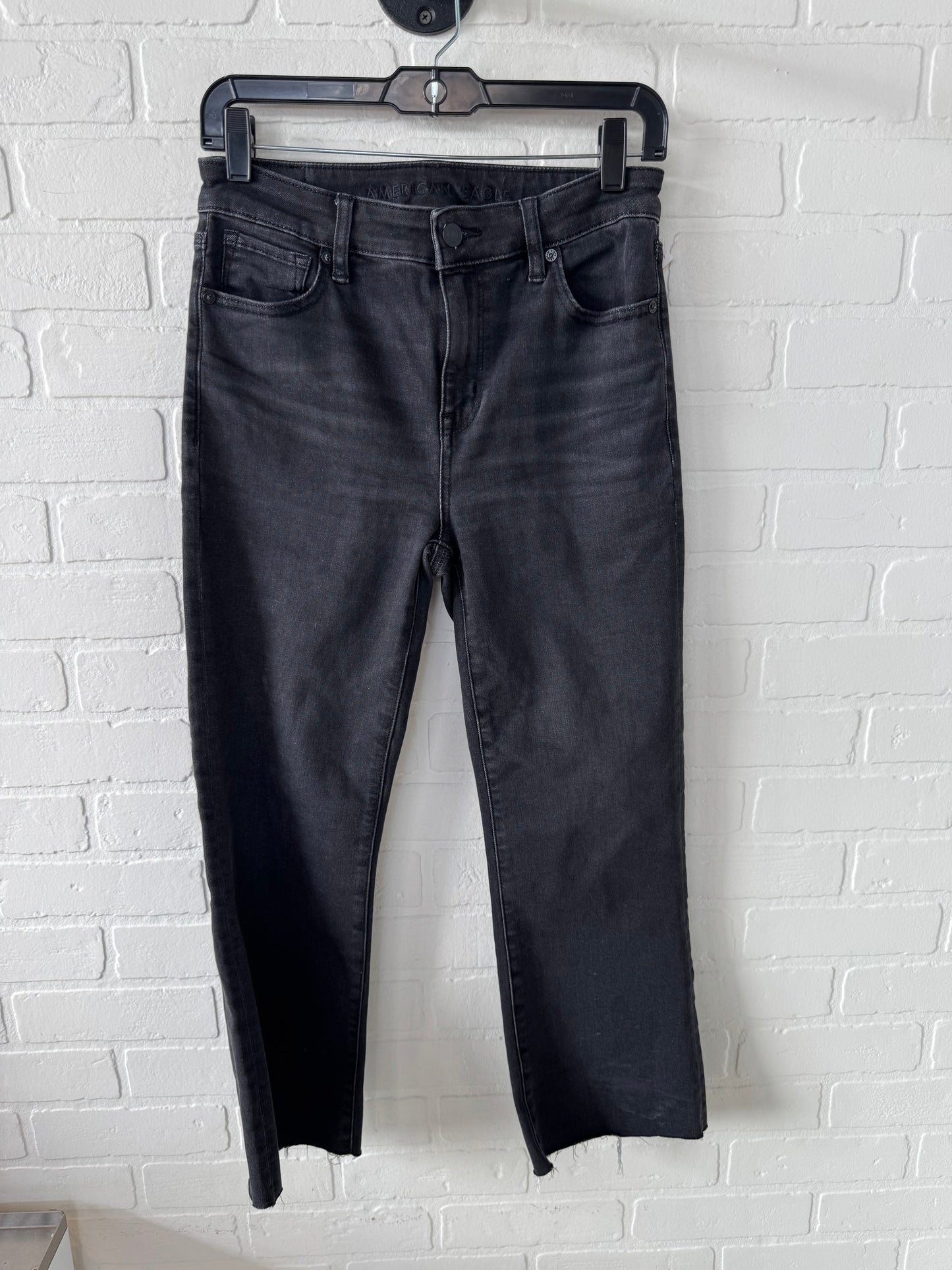 Jeans Cropped By American Eagle In Black Denim, Size: 2