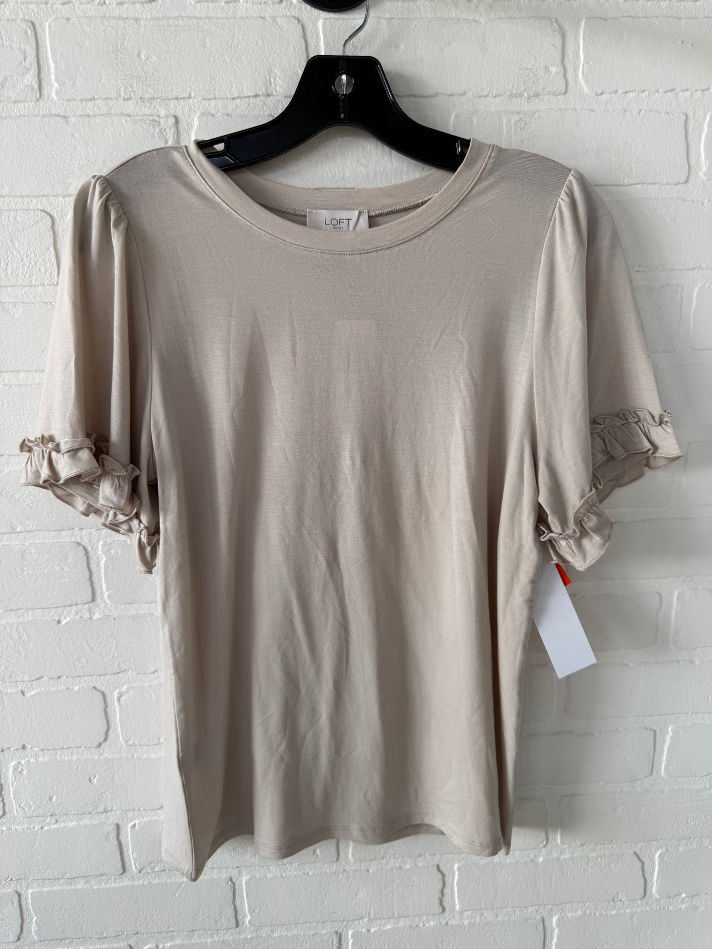 Top Short Sleeve By Loft In Tan, Size: S