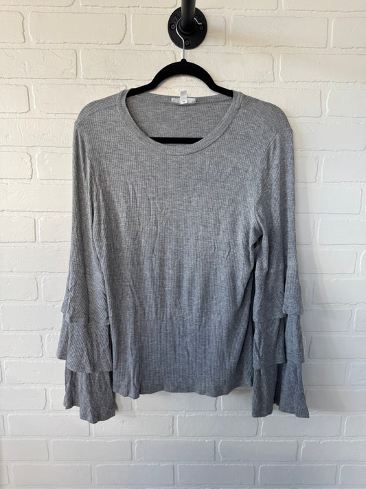 Top Long Sleeve By Bp In Grey, Size: L