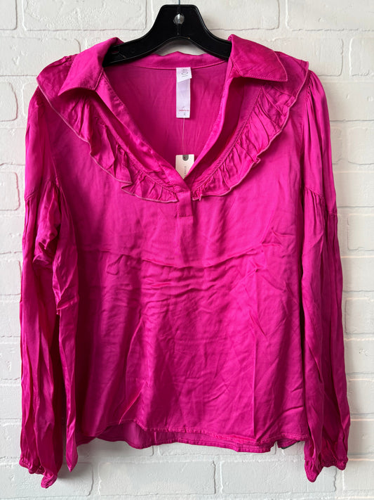 Top Long Sleeve By Amadi In Pink, Size: S