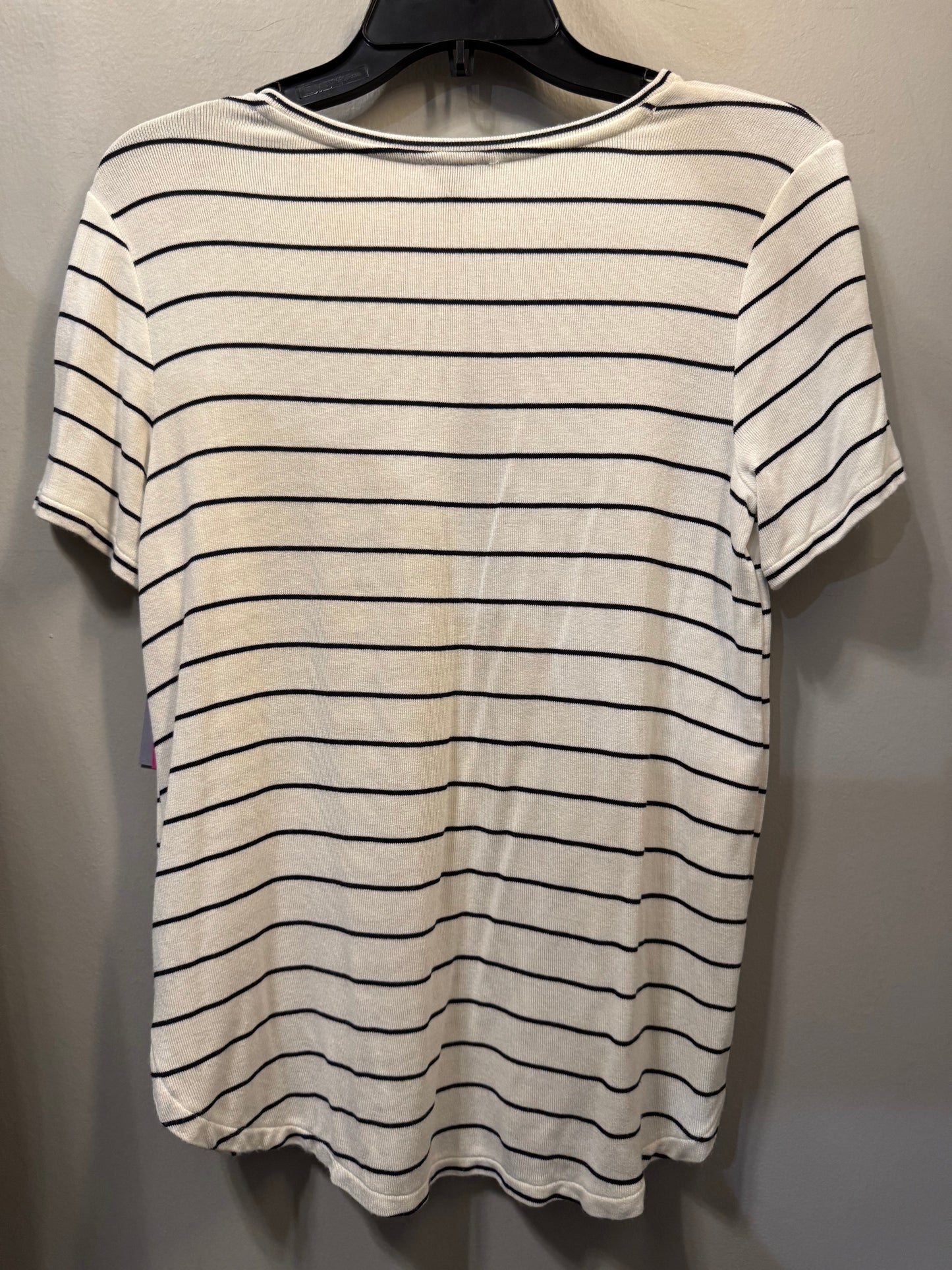 Top Short Sleeve By Ann Taylor In Black & Cream, Size: Sp