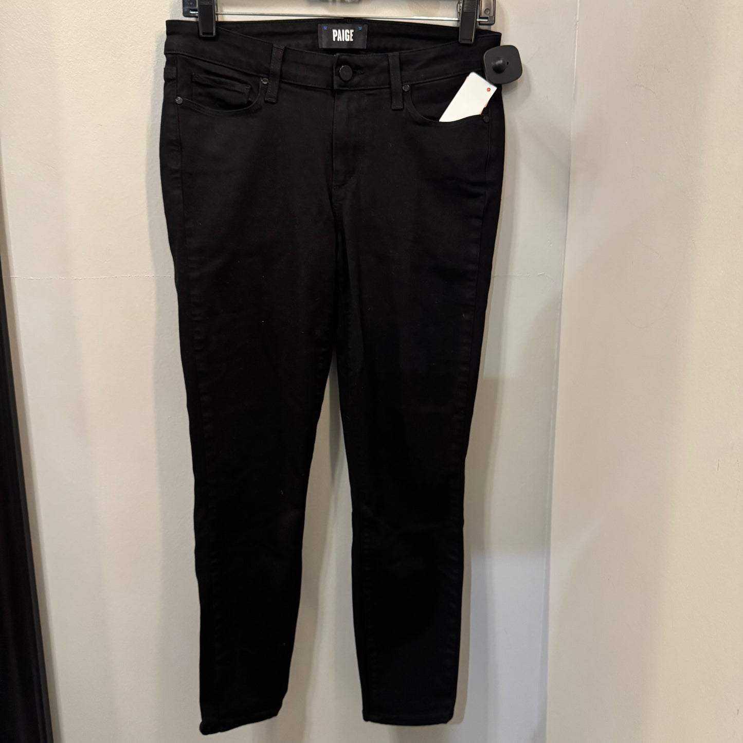 Jeans Cropped By Paige In Black Denim, Size: 4