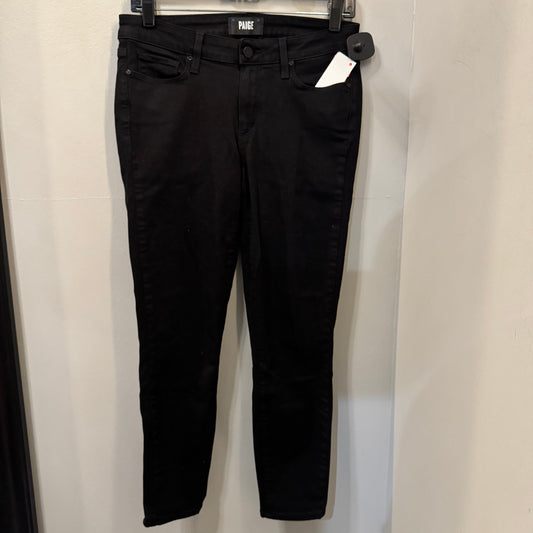 Jeans Cropped By Paige In Black Denim, Size: 4