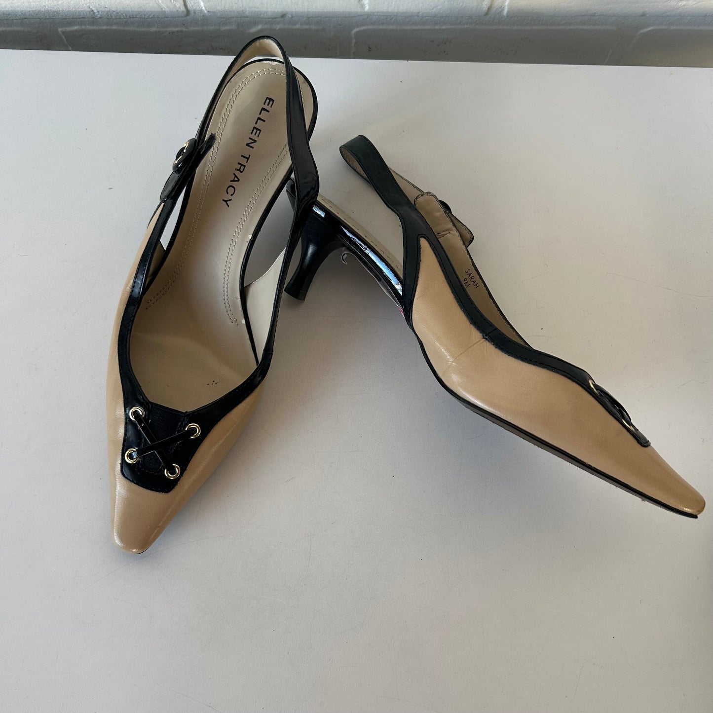 Shoes Heels Kitten By Ellen Tracy In Black & Tan, Size: 9