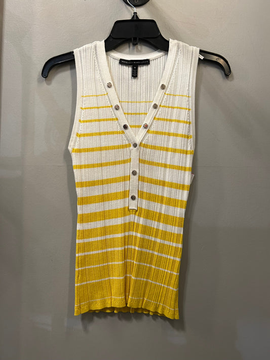 Top Sleeveless By White House Black Market In White & Yellow, Size: M