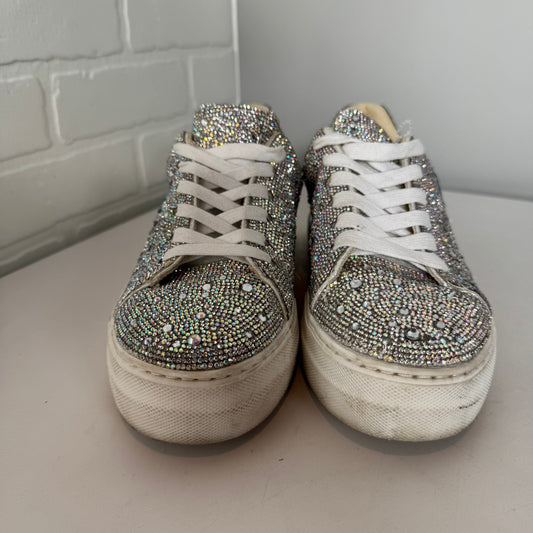 Shoes Sneakers By Betsey Johnson In Silver, Size: 9.5