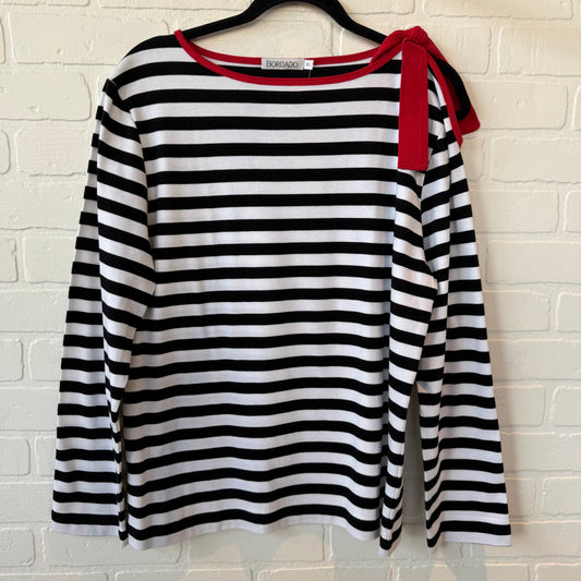 Top Long Sleeve By bordado In Black & White, Size: Xl