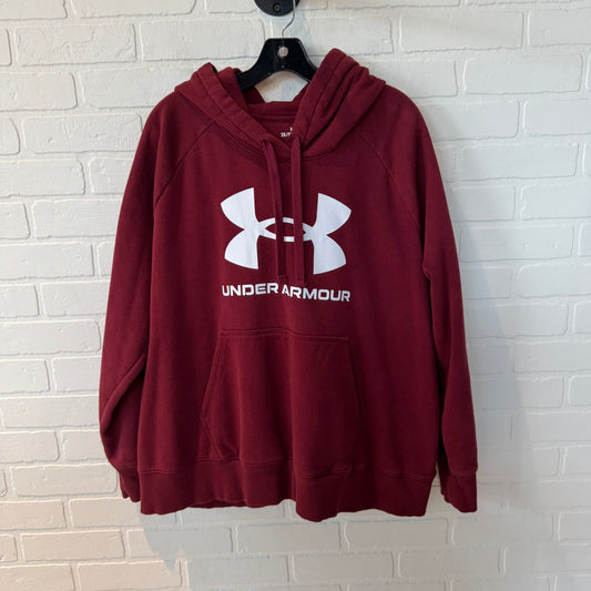 Sweatshirt Hoodie By Under Armour In Red & White, Size: 2x