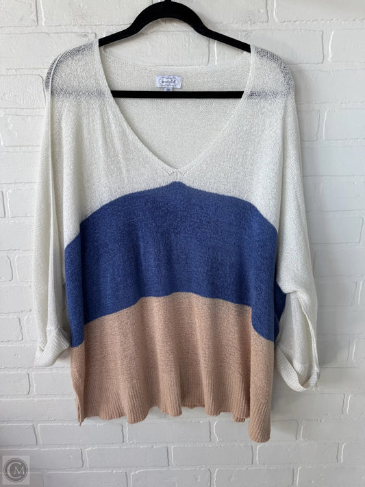 Sweater By Mudpie In Blue & Tan, Size: Osfm