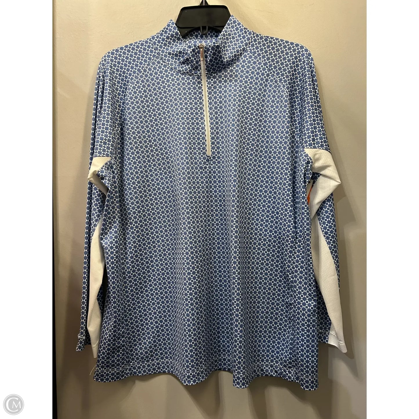 Athletic Top Long Sleeve Collar By Lady Hagen In Blue & White, Size: Xl