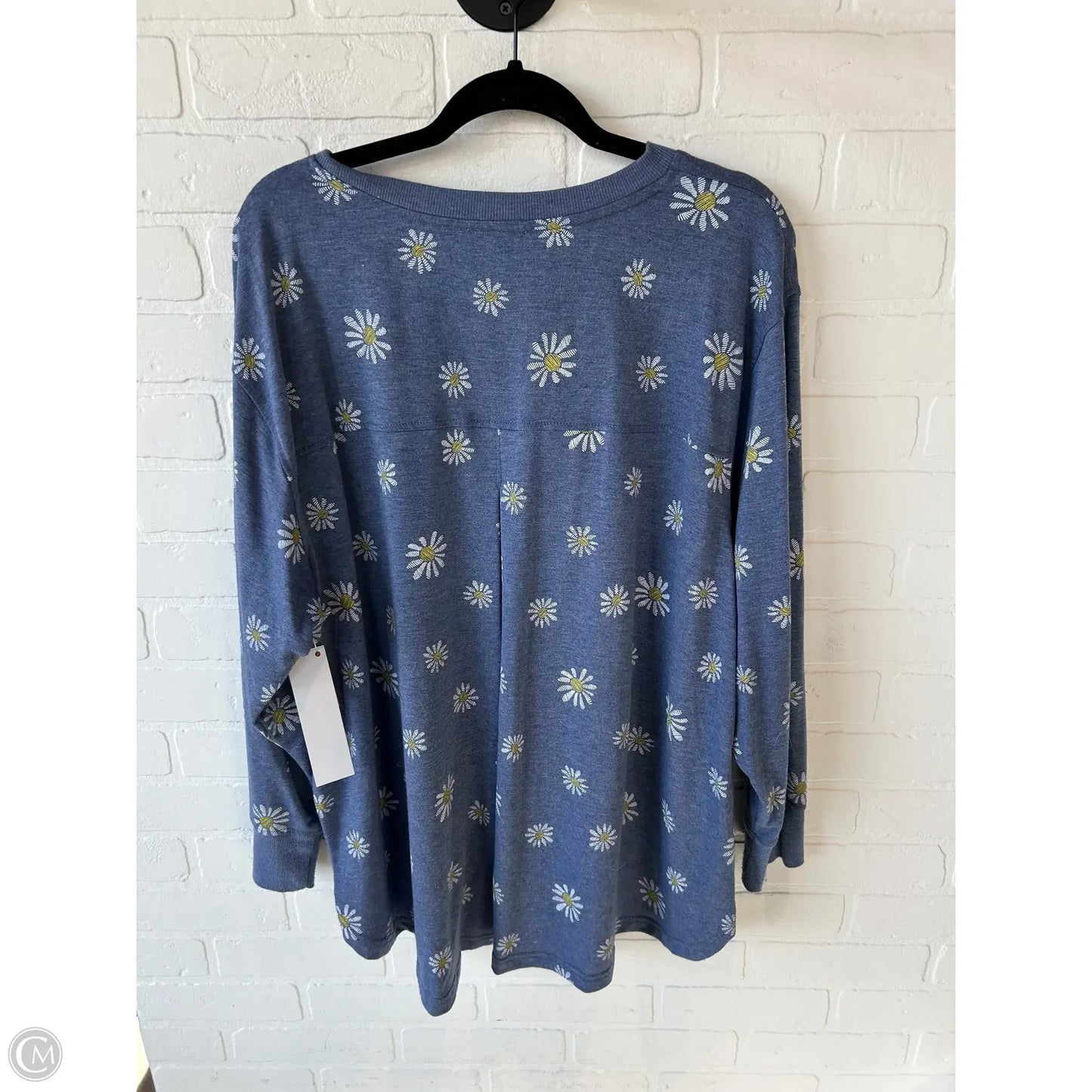 Top Long Sleeve By Jane And Delancey In Blue & White, Size: 1x