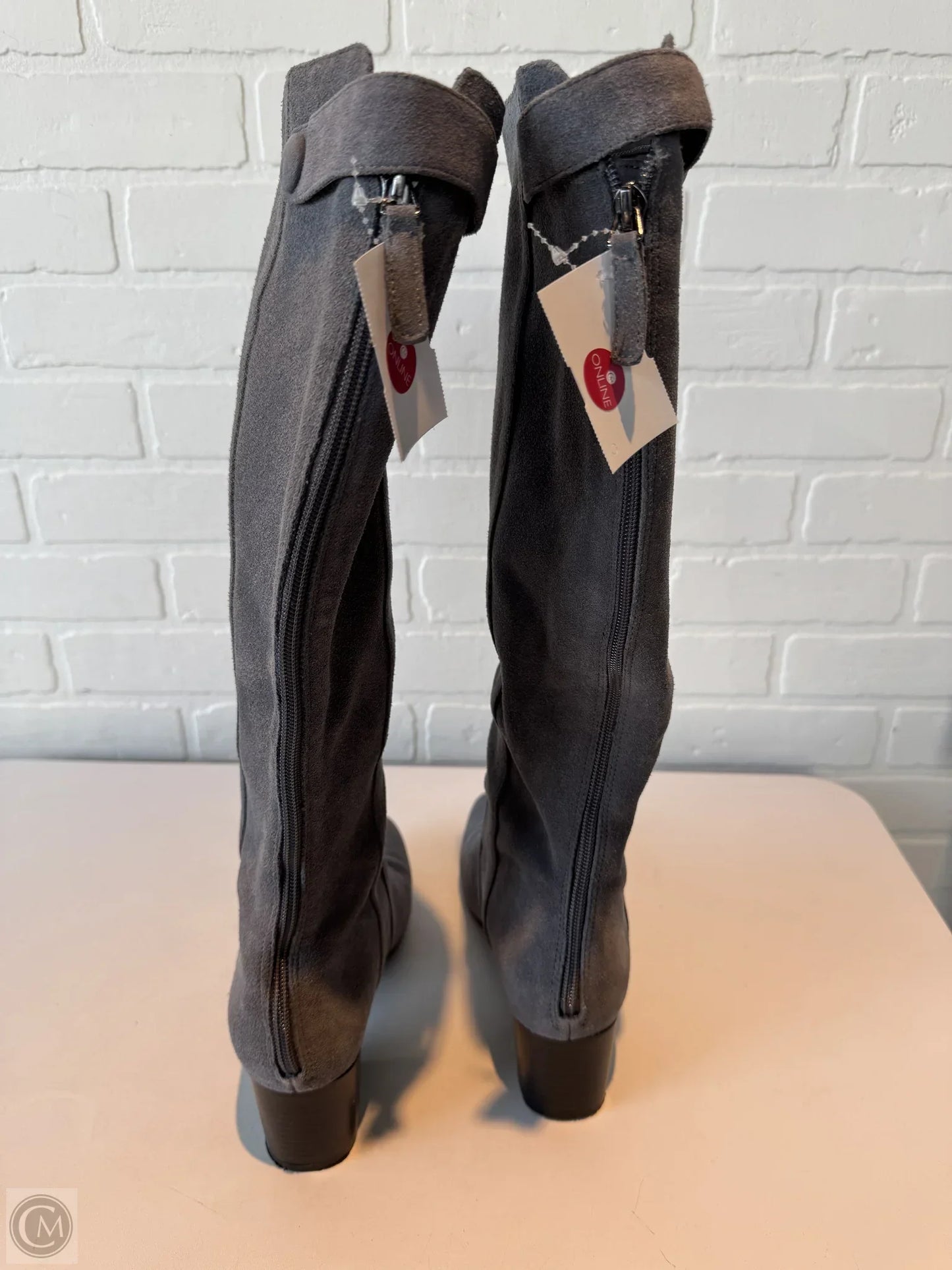 Boots Ankle Heels By Bandolino In Grey, Size: 8.5