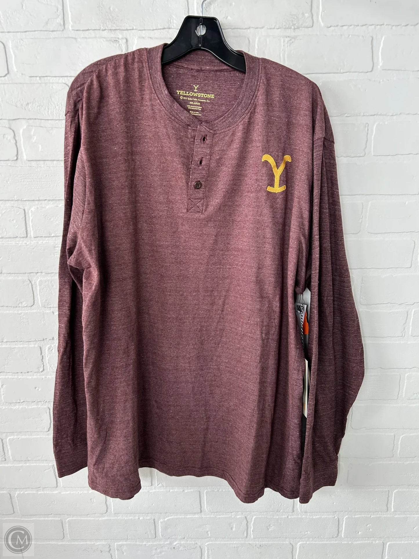 Top Long Sleeve By  YELLOWSTONE  In Red & Yellow, Size: Xxl
